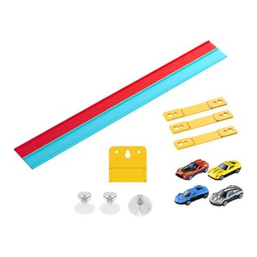 Imagem de Yunhgft Pista de Corrida Enrolável, Flexível, com Carrinhos de Corrida Pequenos, Versátil, Brinquedo Faça-você-mesmo, Presente Ideal, Vermelho E Azul, Tamanho real