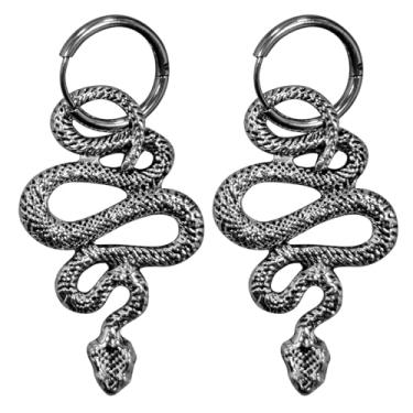 Imagem de Brincos femininos de cobra, retrô, de aço inoxidável, gótico, punk, cobra, bijuteria de festa, dia das bruxas, Medium, Aço inoxidável, Sem pedra preciosa