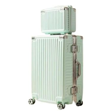 Imagem de Mala de mão sem zíper, moldura de alumínio, capa rígida com trava de senha e bolsa de cosméticos (verde 66 cm), verde, 66 cm, Verde, 26in