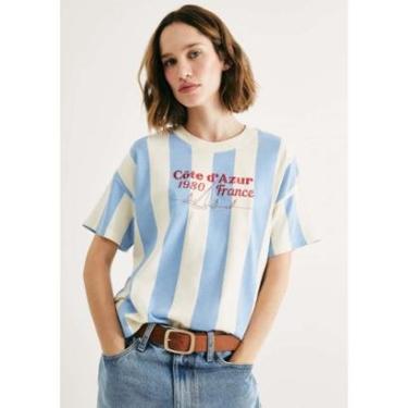 Imagem de Camiseta Feminina Listrada Em Malha de Algodão-Feminino