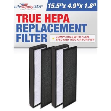 Imagem de Filtro de substituição TF60 HEPA compatível com purificador de ar Alen T500 - HEPA verdadeiro + carvão ativado da LifeSupplyUSA (pacote com 2)