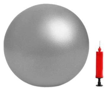 Imagem de JUFANGFIN Bola de exercícios de Pilates de 22 cm para ioga, barra, fitness e fisioterapia, mini bola de equilíbrio para exercícios em casa inclui bomba para facilitar a inflação (cinza)