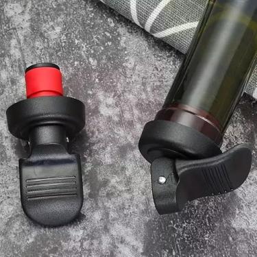 Imagem de Rolha manual de garrafa de bomba de vácuo de 2 peças, rolha de preservação reutilizável, adequada para vedação de preservação de vinho, preta
