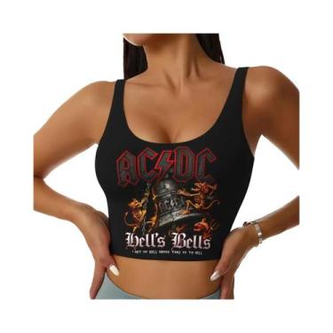 Imagem de Top De Fitness Retro Rock AC/DC Para Mulheres, Regata Sexy De Música H