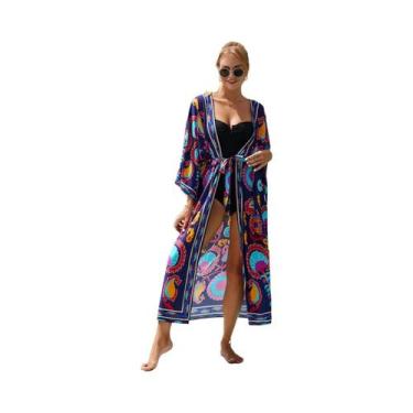 Imagem de Conjunto De Biquíni Sexy Feminino Com Capa Longa De Kimono Moda Para B