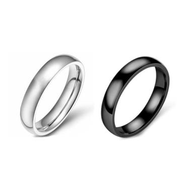 Imagem de Alianças de casamento de aço inoxidável para homens e mulheres, 6 mm, 8 mm, prata/preto/dourado, abobadado básico, altamente polido