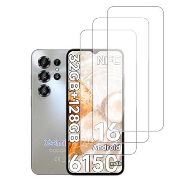 Imagem de Oshmirian Protetor de tela para Doogee NOTE 56 X Pro – Pacote com 3 películas de vidro temperado, dureza 9H, antiarranhões, clareza HD, sem bolhas, antiimpressões digitais, protetor de tela sensível