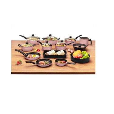 Imagem de Jogo De Panelas 13 Peças Antiaderente Com Tampa De Vidro - Dona Chefa