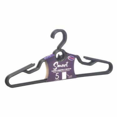 Imagem de Cabide Adulto Preto Santana Kit 5 Unidades Organizador