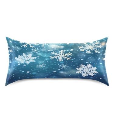 Imagem de Blueangle Fronha de cetim com flocos de neve caindo para cabelo e pele, fronha de seda, tamanho king (50,8 x 101,6 cm) - Capas de almofada de cetim refrescantes com fecho de envelope (41)