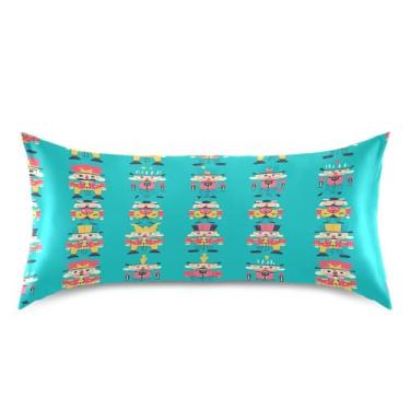 Imagem de Blueangle Fronha de cetim com personagens de quebra-nozes de Natal para cabelo e pele, fronha de seda, tamanho king (50,8 x 101,6 cm) - Capas de almofada de cetim refrescantes com fecho de envelope