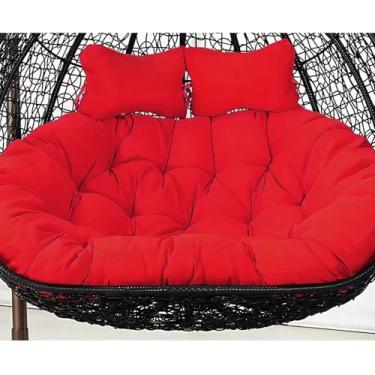 Imagem de Almofada para cadeira de balanço tipo rede, almofada dupla para cadeira suspensa em formato de ovo, luxuosa para varanda, quintal ou sacada, ideal para 2 pessoas. Inclui apenas a almofada.