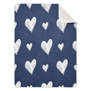 Imagem de Wassud Cobertor de bebê com corações desenhados à mão para meninos e meninas, cobertor aconchegante de algodão essencial para berçário, viagem, berço, carrinho de bebê 76 x 101 cm