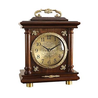 Imagem de Relógio de manto, relógio de sala de estar, pêndulo de madeira, mesa silenciosa, clássico, relógio de mesa, relógio decorativo para lareira, relógio de mesa vintage