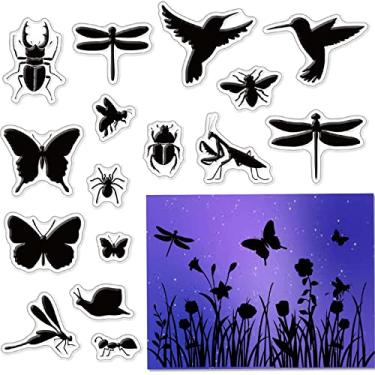 Imagem de Carimbos transparentes de borboleta, libélula, beija-flores, inseto, caracol transparente, carimbo de borracha para álbum de fotos, aniversário, álbum de fotos de Ação de Graças, 10 x 15 x 0,25 cm