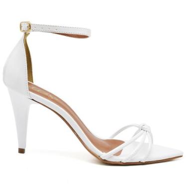 Imagem de Sandália Feminina Salto Médio Bico Folha Preto Com Nozinho - Ellas Onl