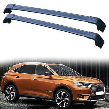 Imagem de Barras de tejadilho de carro barras transversais para Citroen DS7 Crossback 2018 2019 trilhos de teto superiores de liga de alumínio com lacuna para o teto do carro, 2 peças