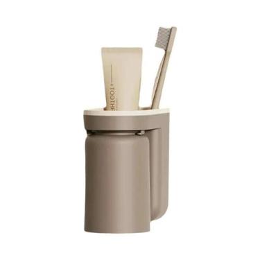 Imagem de Suporte De Escova De Dente Montado Na Parede Sem Furo Copo De Enxaguan