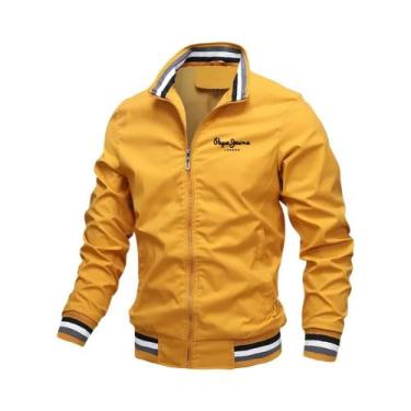 Imagem de Jaqueta Masculina Impermeável Com Gola Alta E Zíper, Corta-Vento Casua