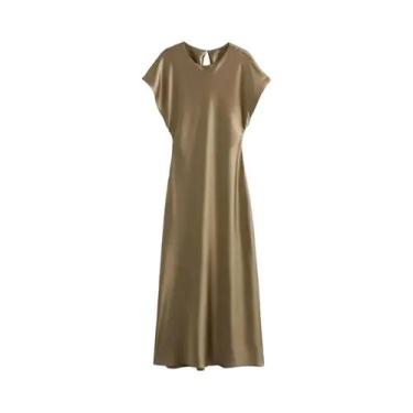 Imagem de Vestido Midi Elegante De Cetim Para Mulheres, Vestido Longo Chic Para 