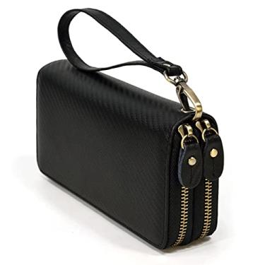 Imagem de LUYILA Bolsa de mão masculina grande longa de couro clutch bolsa carteira carteira passaporte negócios coldre para celular suporte para cartão de crédito