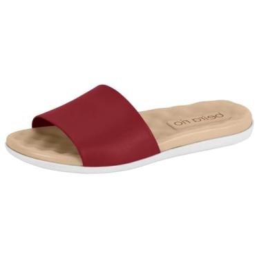 Imagem de Sandália Rasteira Feminina Beira Rio – Slide Napa Turim, Leve, Confortável e Ideal para Uso Diário (Cherry, BR, Adulto, Numérico, 35)