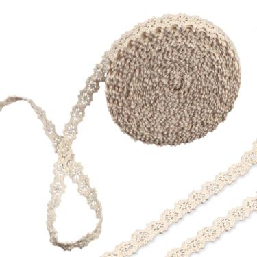 Imagem de Fita de renda vintage de 20 metros, acabamento de renda de crochê bege de 1 cm para costura, renda de fita de algodão para artesanato, embrulho de embalagem de presente, decoração de casamento nupcial