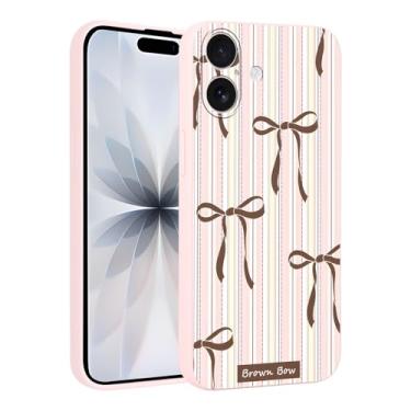 Imagem de FBHGLOA Capa de telefone para iPhone 17 de 6,3 polegadas, linda linha rosa, design de linha geométrica, com laço estético, capa protetora de TPU (poliuretano termoplástico) resistente à prova de