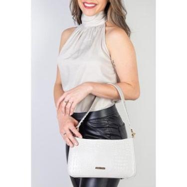 Imagem de Bolsa de ombro em couro croco baguete Liah-Feminino