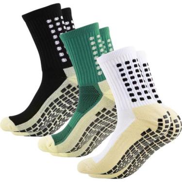 Imagem de Kit 3 pares Meias esportivas antiderrapante compressão Pilates idosos 