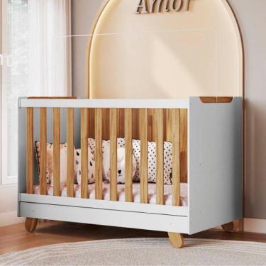 Imagem de Berço Mini Cama 4 em 1 Americano em MDF Zuri Móveis Peroba, Branco Bri