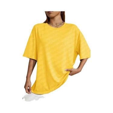 Imagem de Camiseta De Fitness Feminina De Algodão De Manga Curta Em Cor Sólida, 