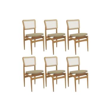 Imagem de Kit 6 Cadeiras Sala Jantar Stela 1CMM013CA Premium Madeira Maciça 6 Un Carvalho/Boucle Bege/Tela Bege - Kappesberg