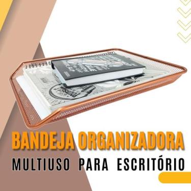 Imagem de Bandeja organizadora multiuso de mesa de escritório rose gold - Markys