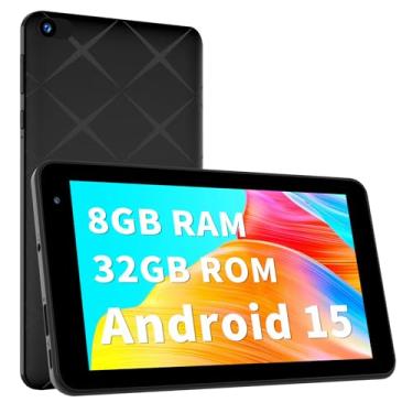 Imagem de VASOUN Tablet Android 15 de 7 polegadas 2025, 8 GB (expansão de 3 GB + 5 GB) RAM 32 GB de ROM, processador de 5 núcleos, ultra-portátil, WiFi 6 5G, bateria de 3500 mAh, tablet infantil e de viagem