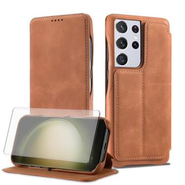 Imagem de Asuwish Capa de celular para Samsung Galaxy S23 Ultra 5G capa carteira celular com protetor de tela de vidro temperado e suporte de cartão de crédito flip acessórios S23Ultra 23S S 23 23Ultra 17.3 cm