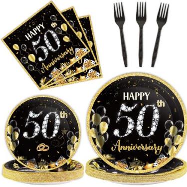 Imagem de Louça de festa chiazllta 50º aniversário de casamento 96 unidades