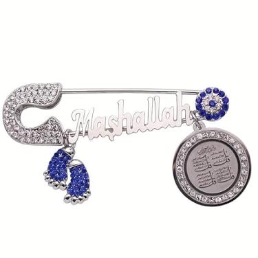 Imagem de Broche feminino requintado e deslumbrante de zircão, olho turco, medalha de escritura islâmica muçulmana - acessórios para vestido de banquete de festa de formatura feminino, elegante, charmoso e