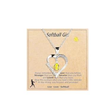Imagem de COLORFUL BLING Colar com pingente de softball, vôlei, basquete, beisebol, para mãe, mulher, amiga, ajustável, coração, esporte, dia de jogo, joias, presente de Natal, Zinco, Sem Pedra Preciosa