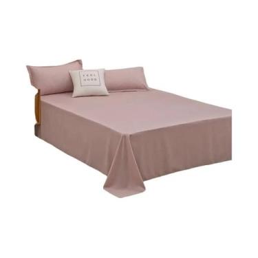 Imagem de Roupa De Cama Lavável Na Máquina Em Cor Sólida, Lençol Para Cama De So