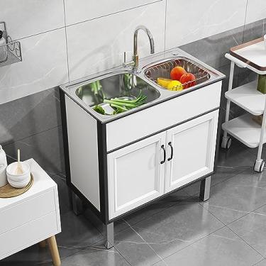 Imagem de Armário de pia de cozinha comercial com torneira quente e fria - ideal para espaços pequenos, porões, trailers, restaurantes e empresas - Design durável e econômico de espaço