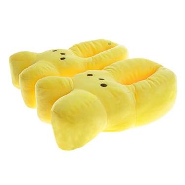 Imagem de Josmo Peeps Pantufas de coelhinho da Páscoa de pelúcia quente para meninas, meias felpudas, tamanho infantil/criança pequena/criança grande, Amarelo, 11-12 Little Kid