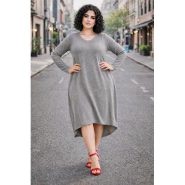 Imagem de Vestido Mullet Manga Longa Moda Femenina - modanascimento, Cinza, M