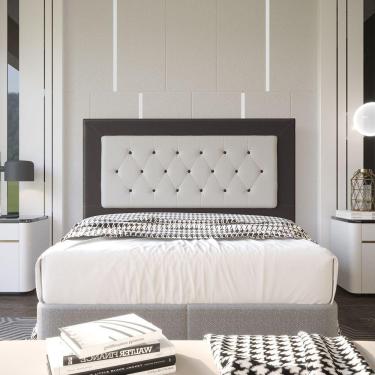 Imagem de Cabeceira Casal 1,60m Havana Suede Marrom Dal Poz Estofados