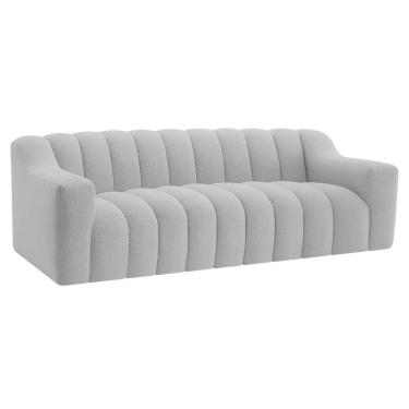 Imagem de Sofá 2 Lugares Luxo Recepção Escritorio Sala Elegance 200cm Linho Cor Cinza Claro