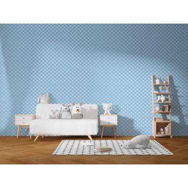 Imagem de Papel De Parede Adesivo Lavável Vinil Xadrez Azul Bebê - Core Decore