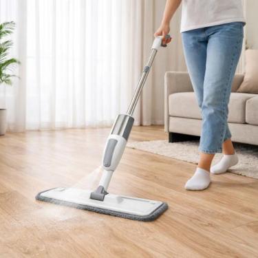 Imagem de Rodo Mágico Mop Spray Inox Esfregão Reservatório Limpa Seca - A Casa d
