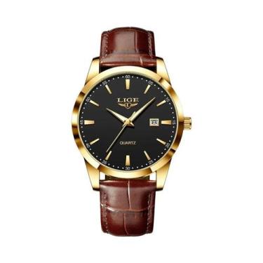 Imagem de Relógio De Quartzo Masculino Em Couro Marrom LIGE, Relógio De Pulso Mi
