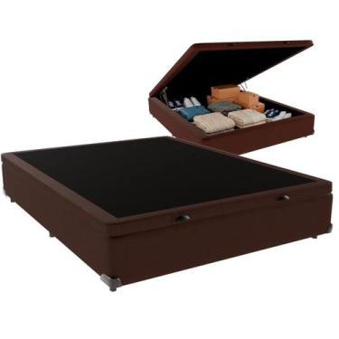 Imagem de Cama Box Baú Viúvo Marrom Outlet dos Sonhos 48x128x188