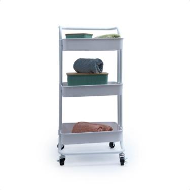 Imagem de Carrinho Organizador Oikos Multiuso Com 3 Prateleiras Branca